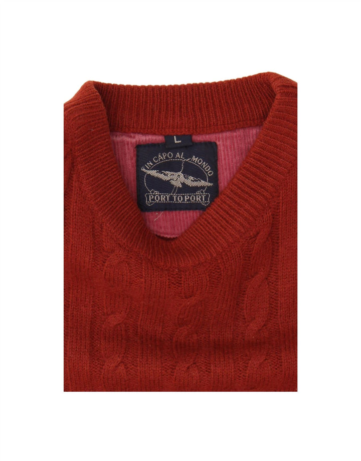 VINTAGE Mens Crew Neck Jumper Sweater Large Red
