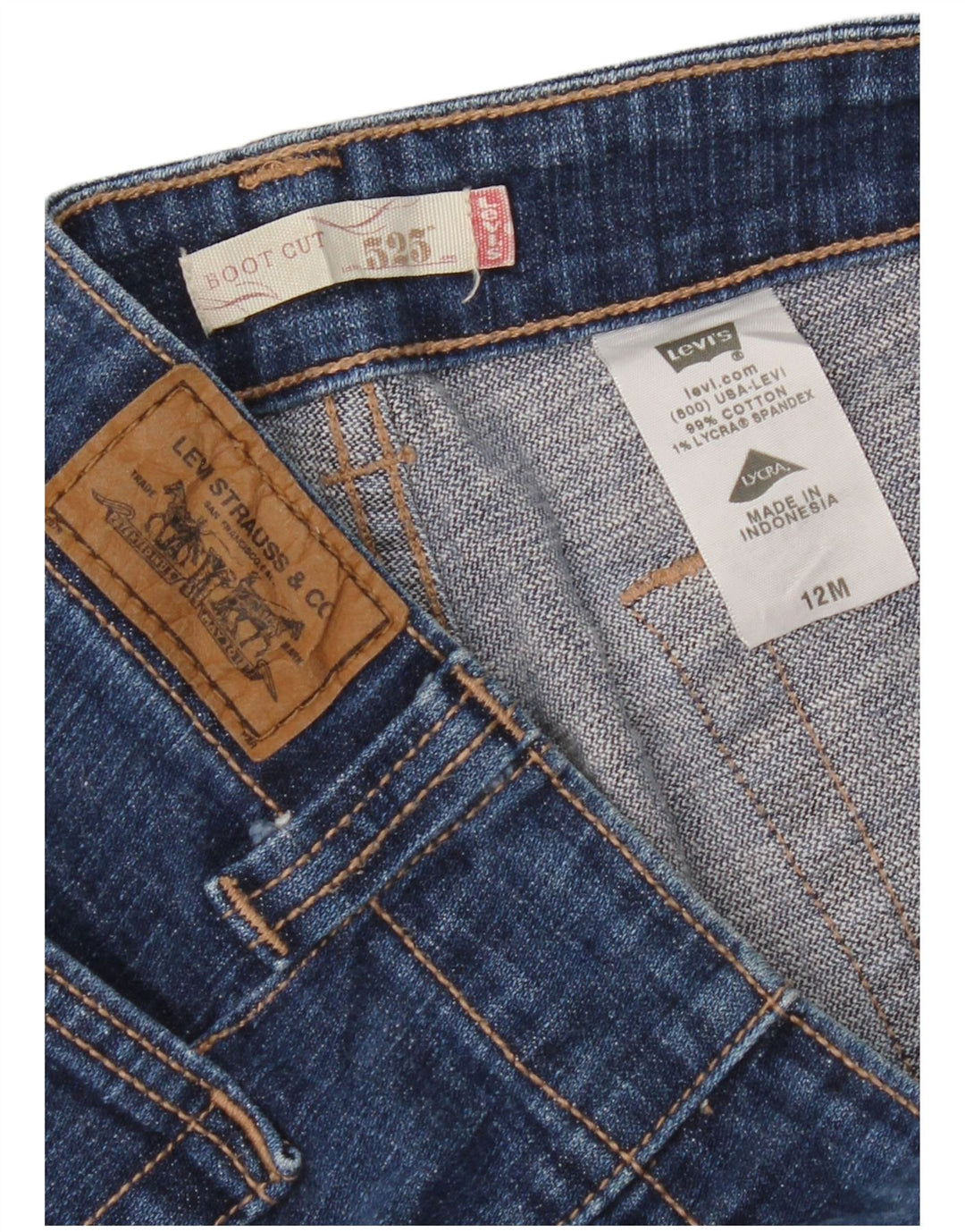 Levi's Damen 525 Bootcut Jeans US 12 Large W34 L32 Blaue Baumwolle