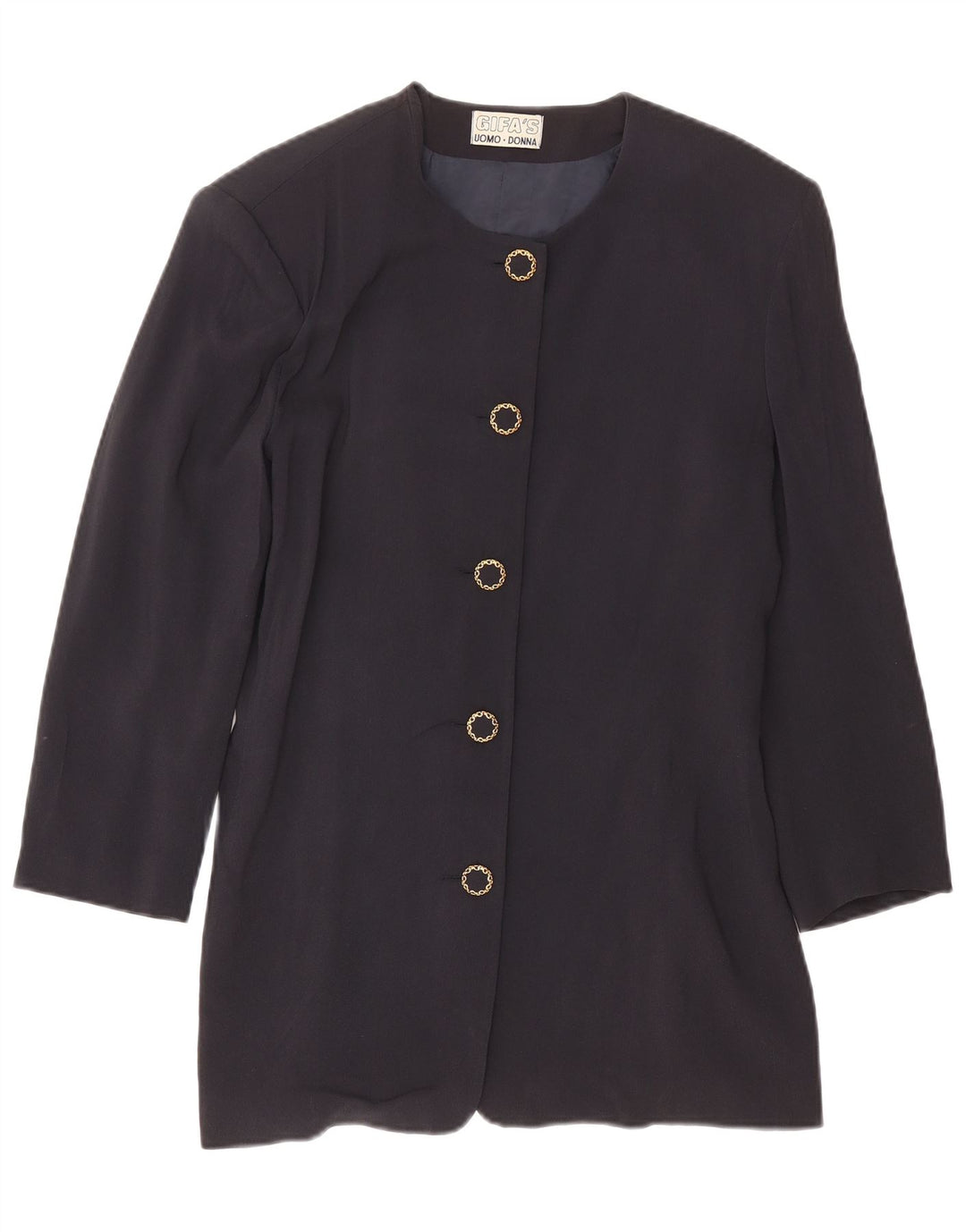 Vintage Damen Longline 5 Knopf Blazer Jacke IT 46 Groß Marineblau