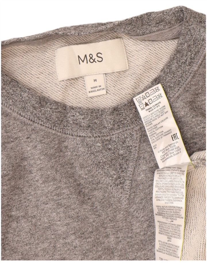 Marks & Spencer Herren-Sweatshirt-Pullover aus mittelgrauer Baumwolle
