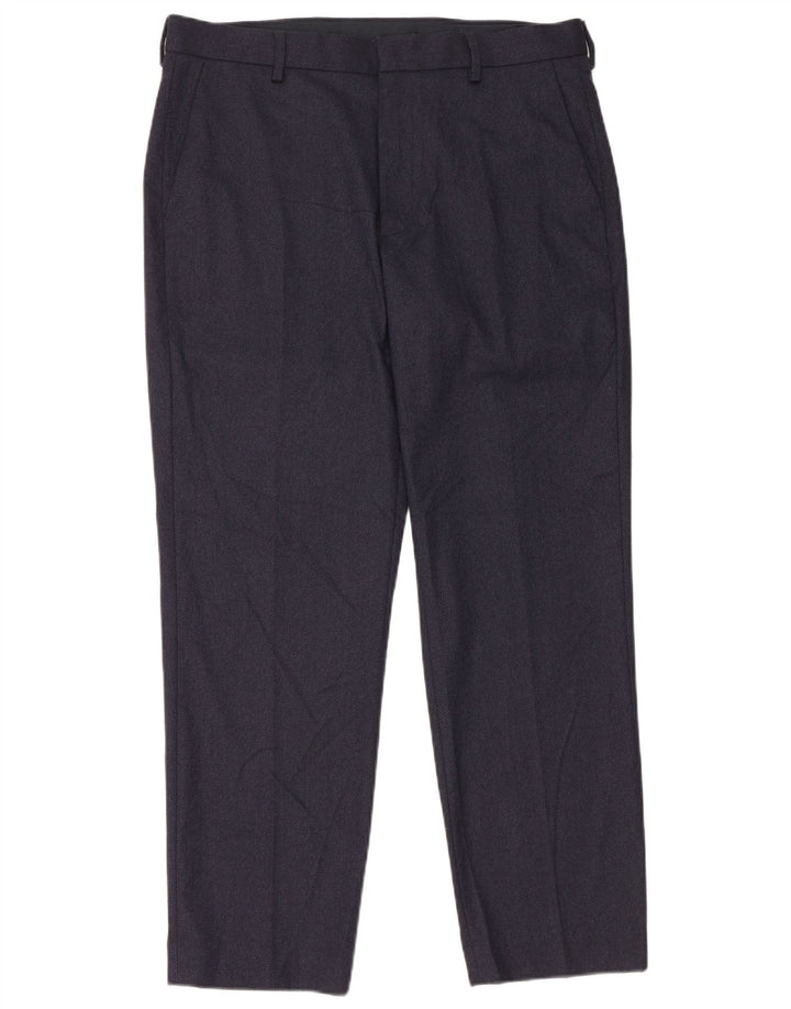 Gerade Herren-Anzughose von Marks & Spencer, W34, L29, Marineblau, Polyester
