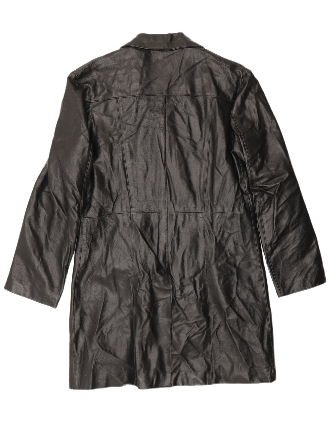 VINTAGE Damen Ledermantel IT 48 XL Schwarzes Leder