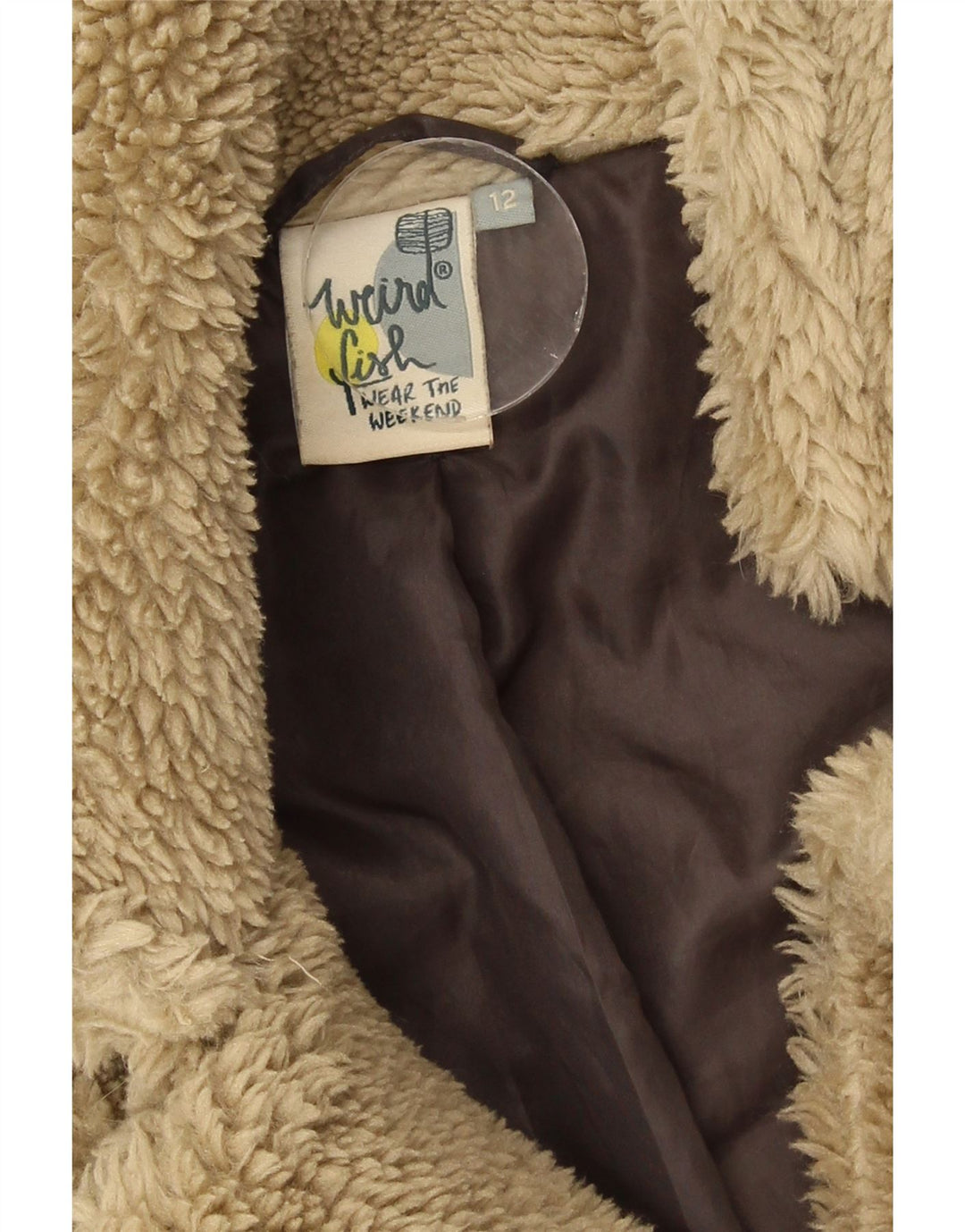 Weird Fish Damen-Teddybär-Sherpa-Jacke, UK 12, Mittelbeige, Polyester
