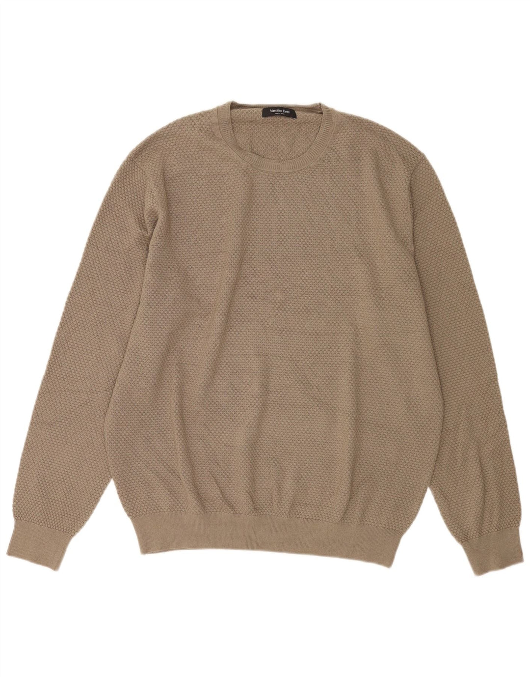 Massimo Dutti Herren-Pullover mit Rundhalsausschnitt, XL, Beige