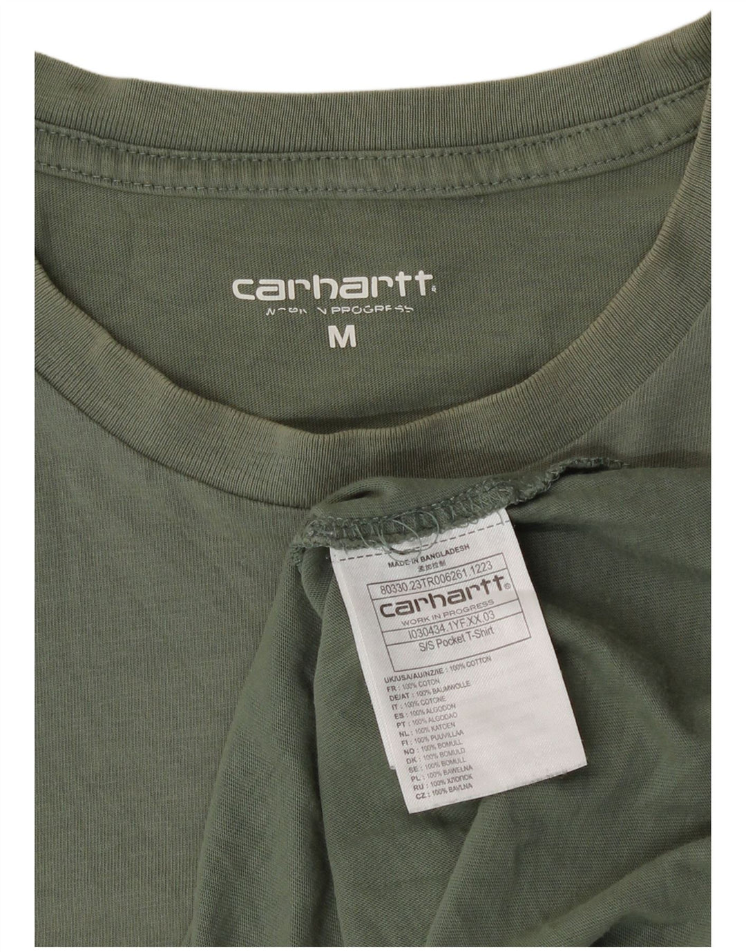 Carhartt Herren T-Shirt Top aus mittelgrüner Baumwolle
