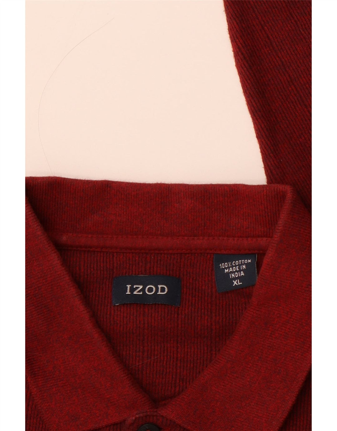 IZOD Herren-Langarm-Poloshirt XL, rot gesprenkelte Baumwolle