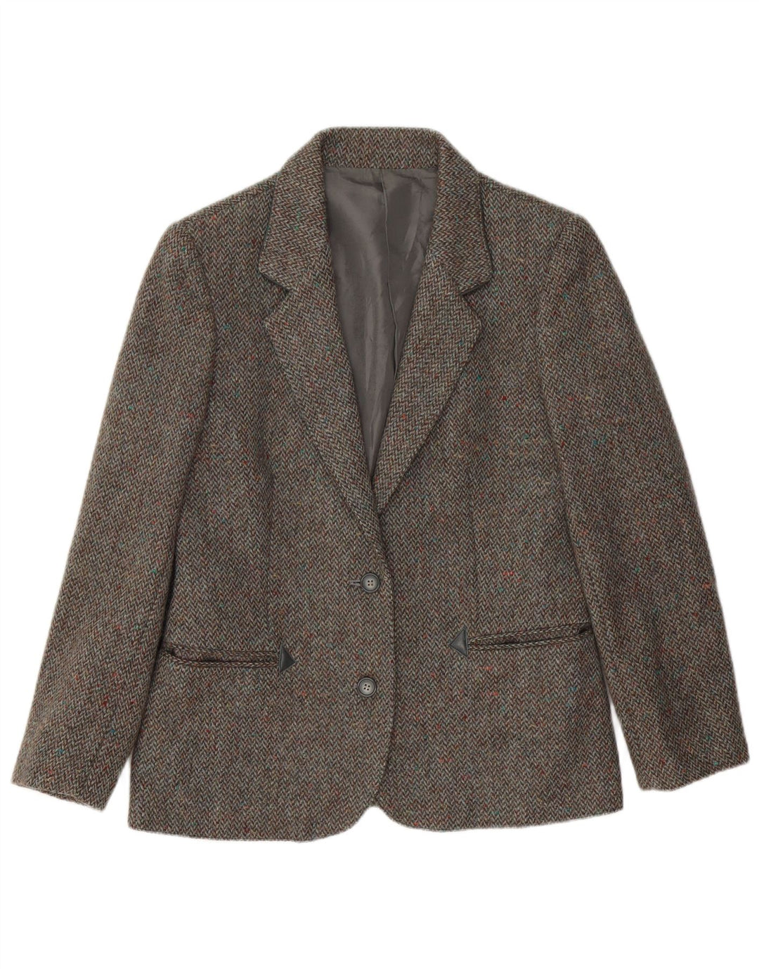 LANIFICO CAMPORE Damen 2-Knopf-Blazerjacke IT 44 Mittelbrauner Chevron