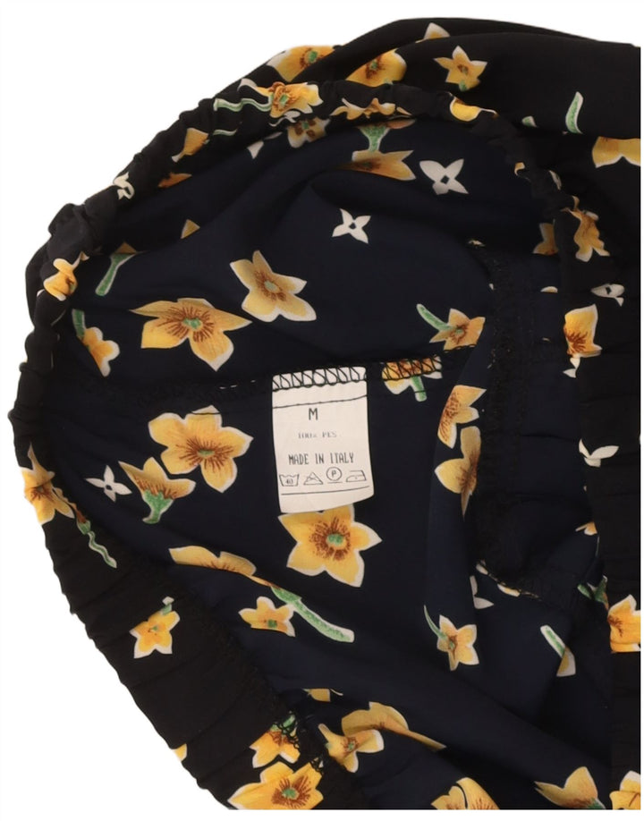 VINTAGE Womens Knife Pleated Skirt Medium W28 Navy Blue Floral Polyester