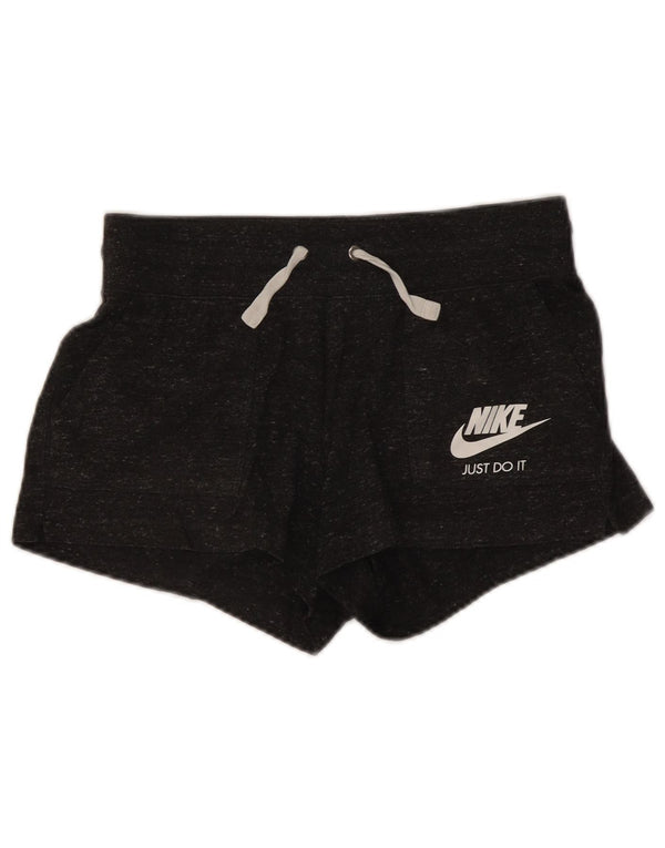 Nike Damen-Sportshorts UK 12 Mittelgrau gefleckte Baumwolle
