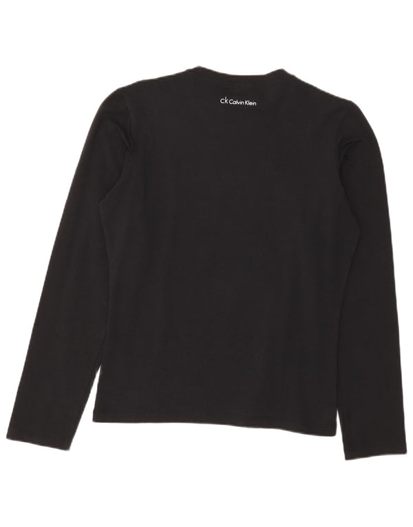 Calvin Klein Damen Graphic Top Langarm UK 20 2XL Schwarz Baumwolle