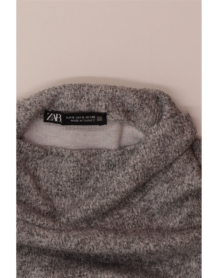 Zara Damen Sweatshirt Pullover UK 10 Small Grau meliert