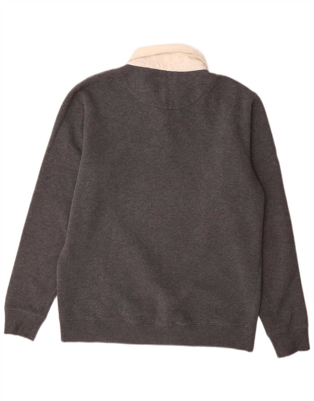 Superdry Herren-Sweatshirt mit Polokragen, Größe L, aus grauer Baumwolle