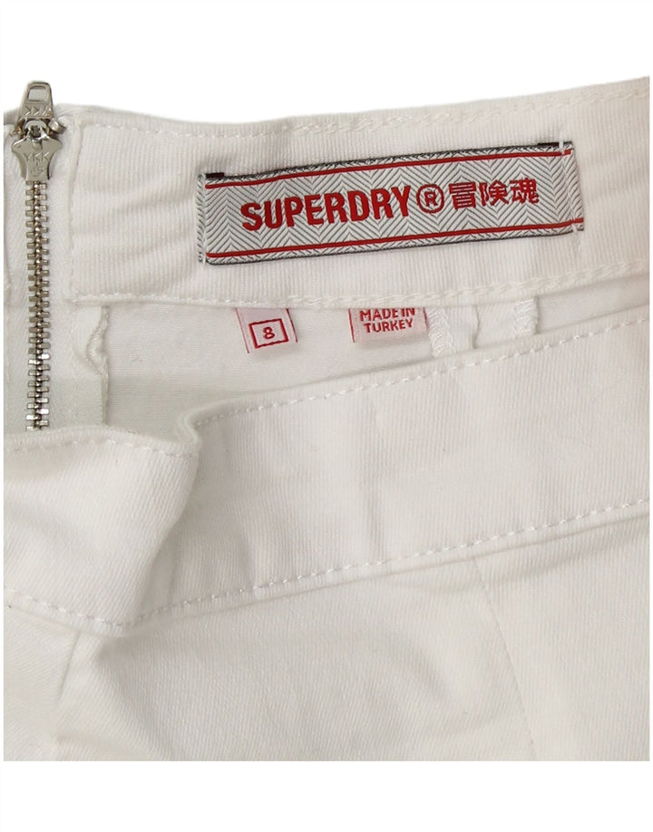 SUPERDRY Damen Minirock UK 8 Small W26 Weiße Baumwolle