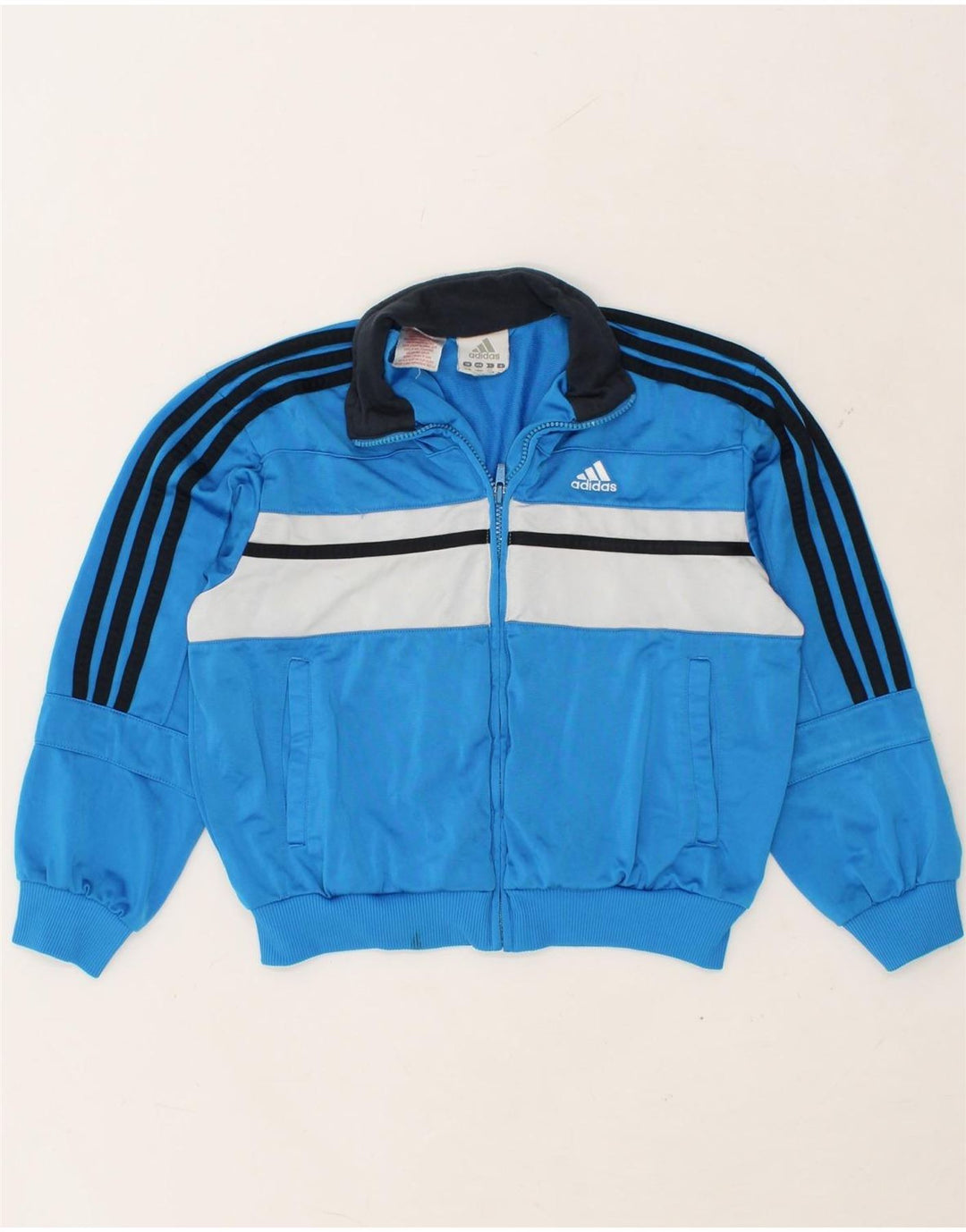 ADIDAS Boys Tracksuit Top Jacket 9-10 Years Blue Colourblock Polyester Vintage Adidas and Second-Hand Adidas from Messina Hembry 