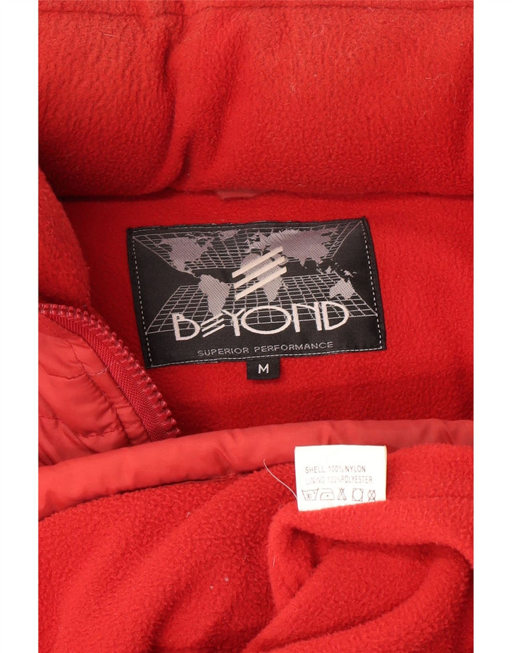 Beyond Herren Wattierte Jacke UK 38 Mittelrotes Colourblock-Nylon