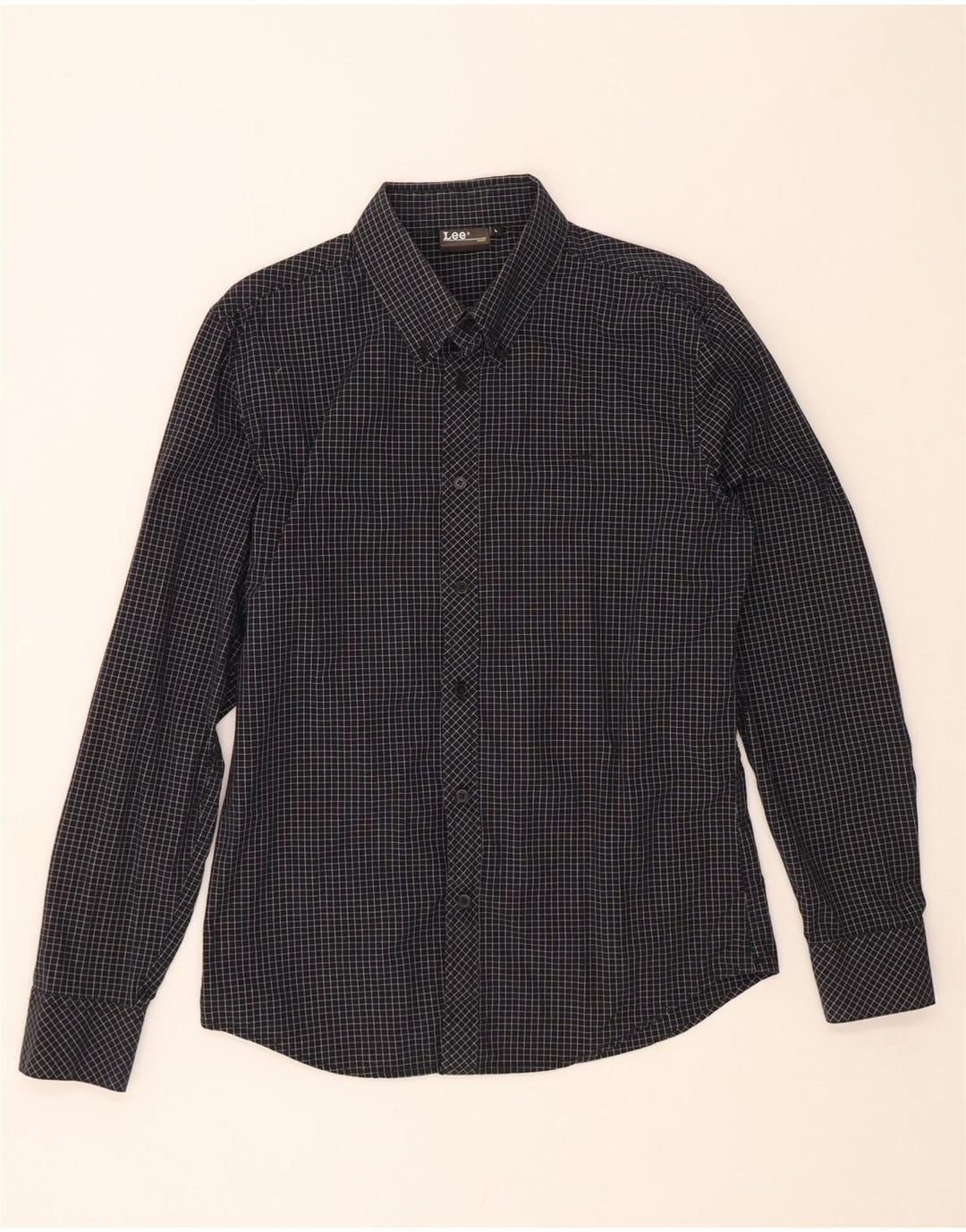 LEE Mens Shirt Large Black Check Cotton