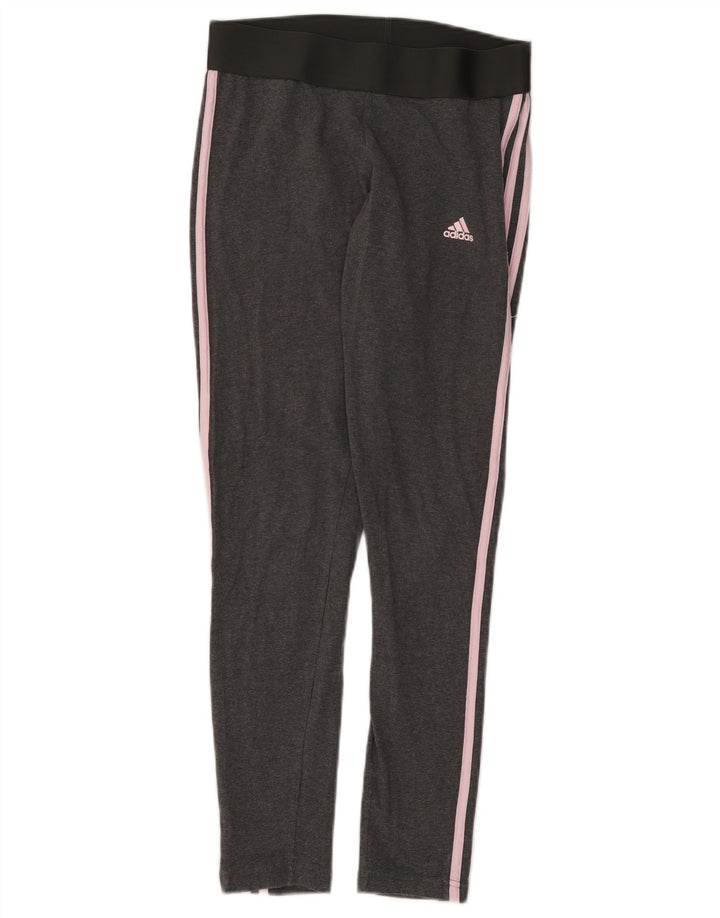 ADIDAS Damen Leggings UK 12/14 Mittelgraue Baumwolle