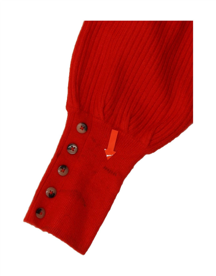 MARKS & SPENCER Womens Boat Neck Jumper Sweater UK 12 Medium Red Viscose Vintage Marks & Spencer and Second-Hand Marks & Spencer from Messina Hembry 