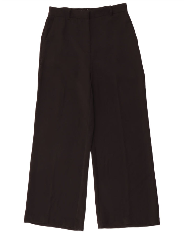 Zara Damen-Chinohose mit weitem Bein, mittelgroß, W28, L29, schwarzes Polyester