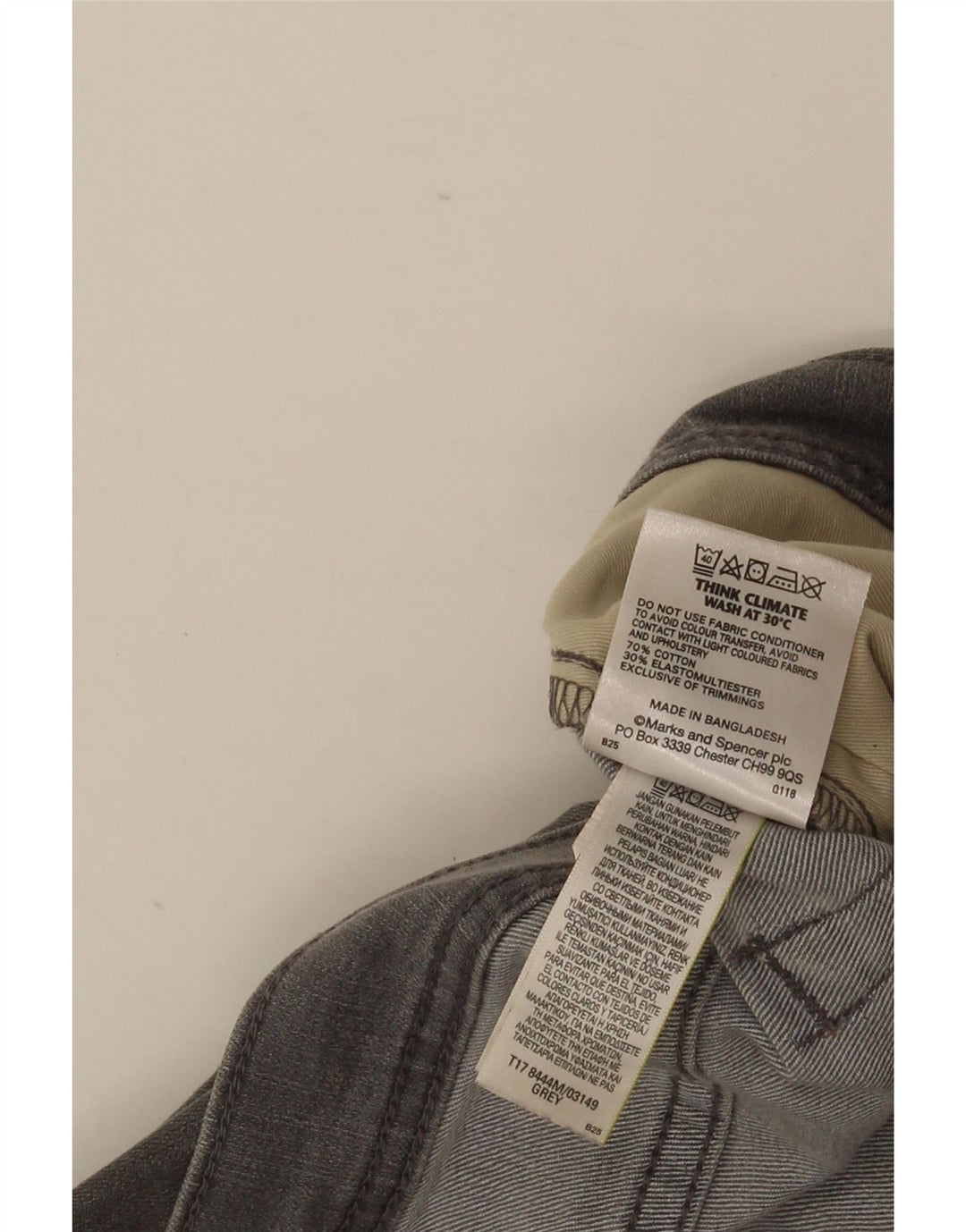 Marks & Spencer Herren Straight Jeans W40 L29 Graue Baumwolle