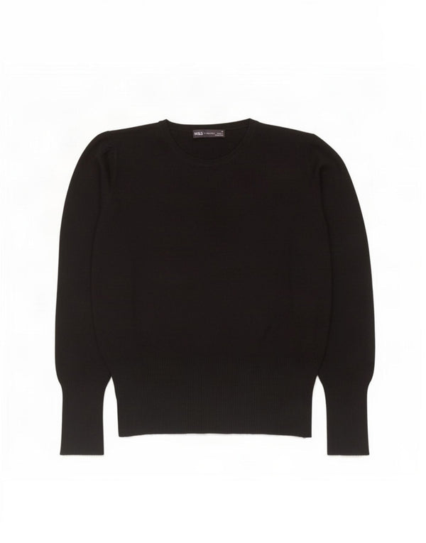 Zara Damen-Pullover mit Rundhalsausschnitt, UK 16, Größe L, schwarze Viskose