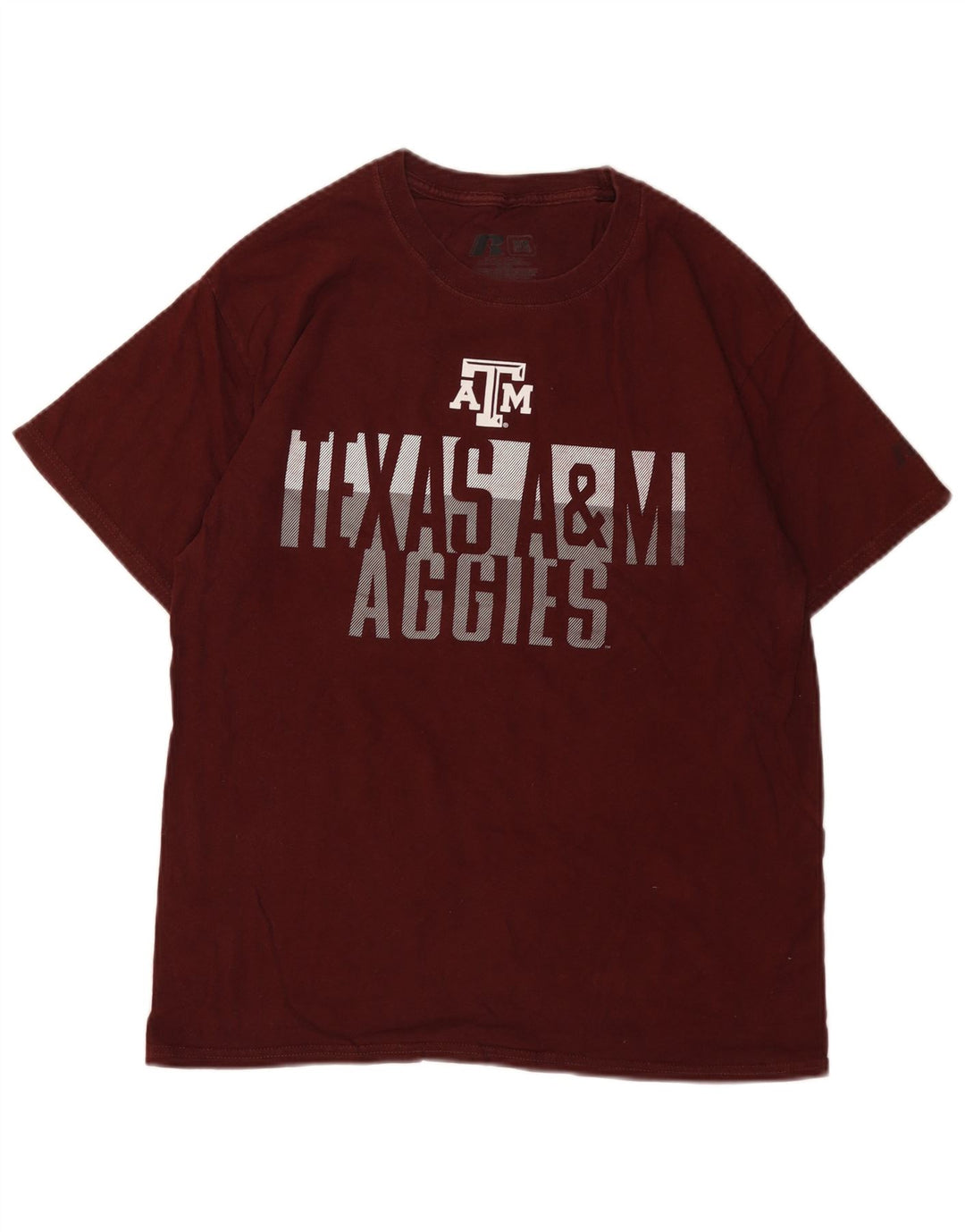 RUSSELL ATHLETIC Herren-T-Shirt mit Grafik, UK 38/40, mittleres Burgunderrot