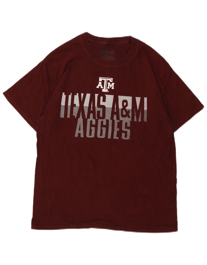 RUSSELL ATHLETIC Herren-T-Shirt mit Grafik, UK 38/40, mittleres Burgunderrot