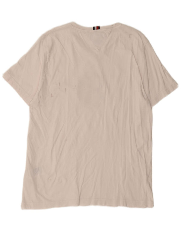 Tommy Hilfiger Mens Graphic T-Shirt Top Large White Cotton