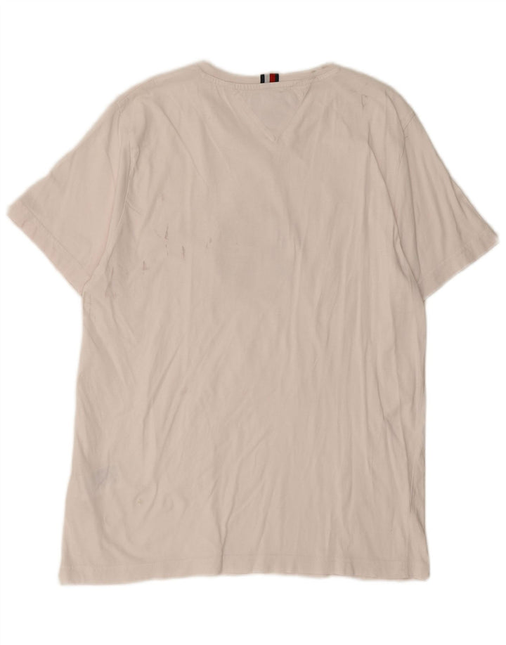 Tommy Hilfiger Herren-T-Shirt mit Grafik, Größe L, aus weißer Baumwolle