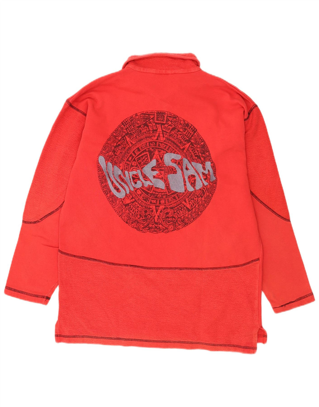 Uncle Sam Herren-Sweatshirt mit grafischem Polo-Ausschnitt, Größe L, aus roter Baumwolle