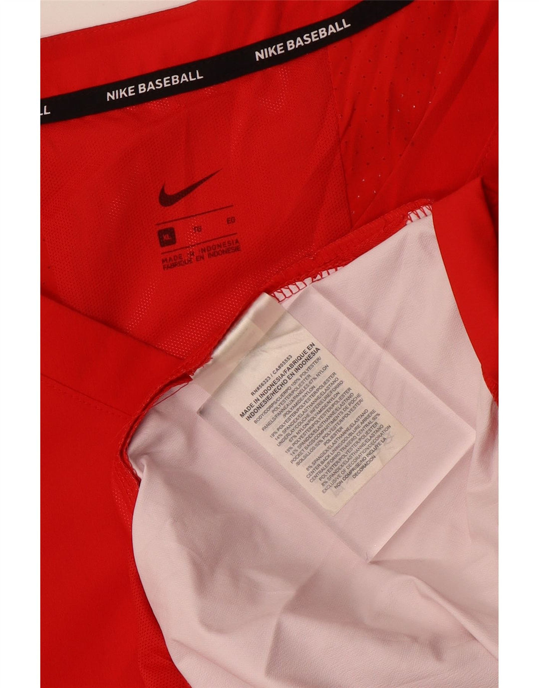 Nike Herren-Baseballoberteil mit 3/4-Ärmeln, XL, rotes Polyester