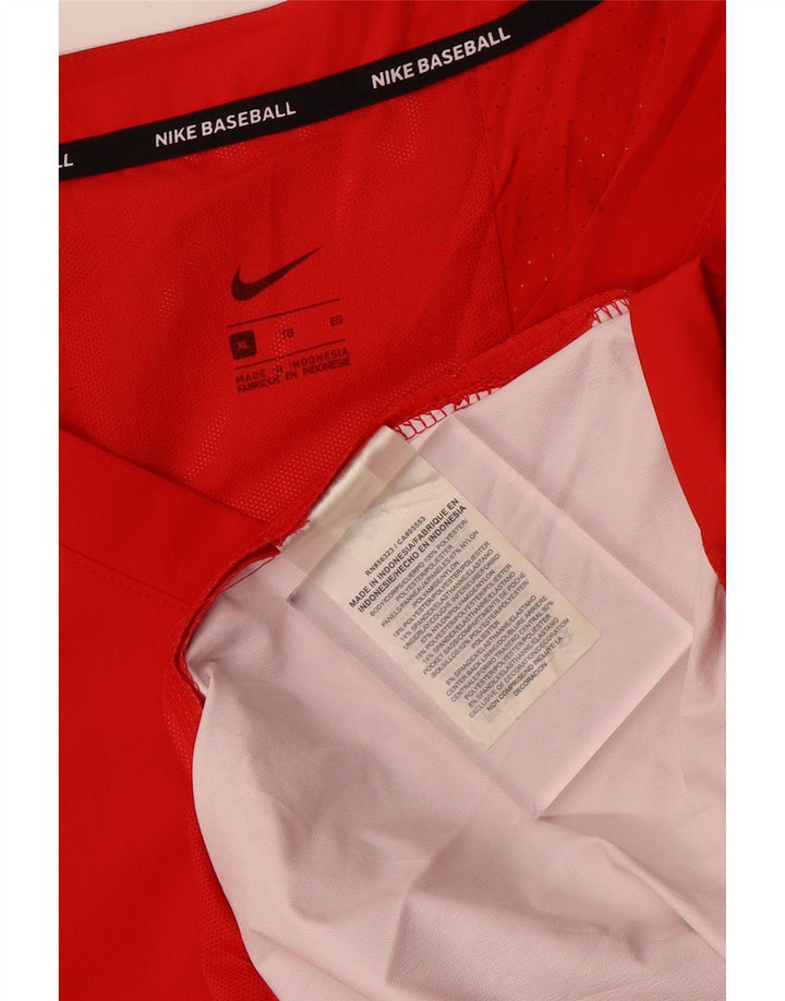 Nike Herren-Baseballoberteil mit 3/4-Ärmeln, XL, rotes Polyester
