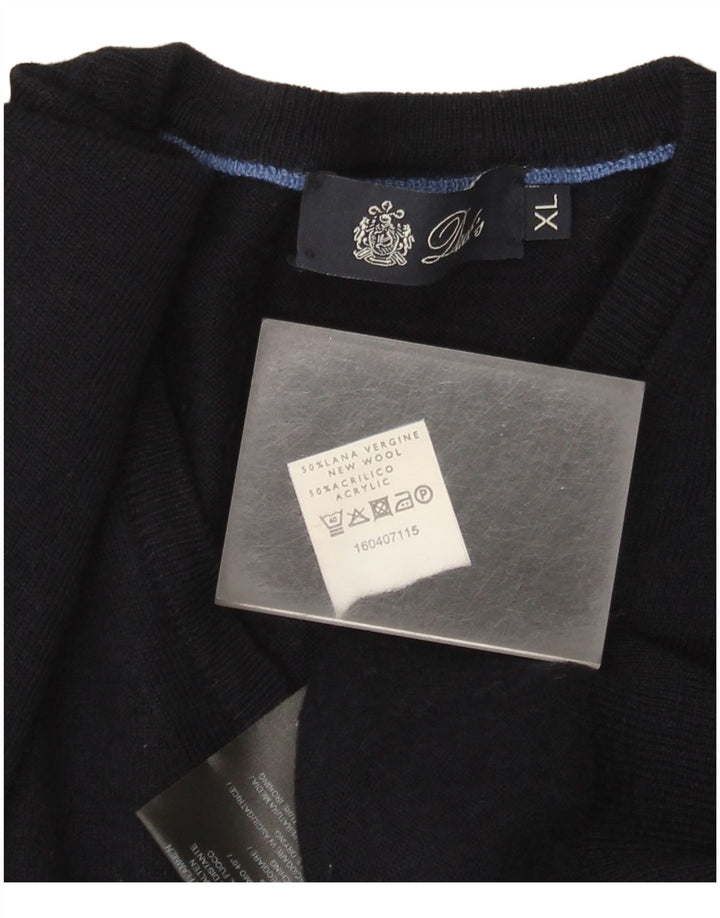 Dack's Herren-Pullover mit V-Ausschnitt, XL, marineblaue Wolle