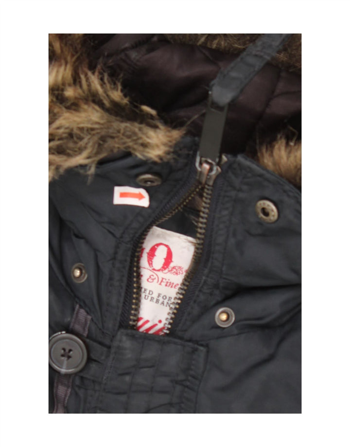 KHUJO Herren-Parka mit Kapuze, UK 38, mittelmarineblaues Nylon