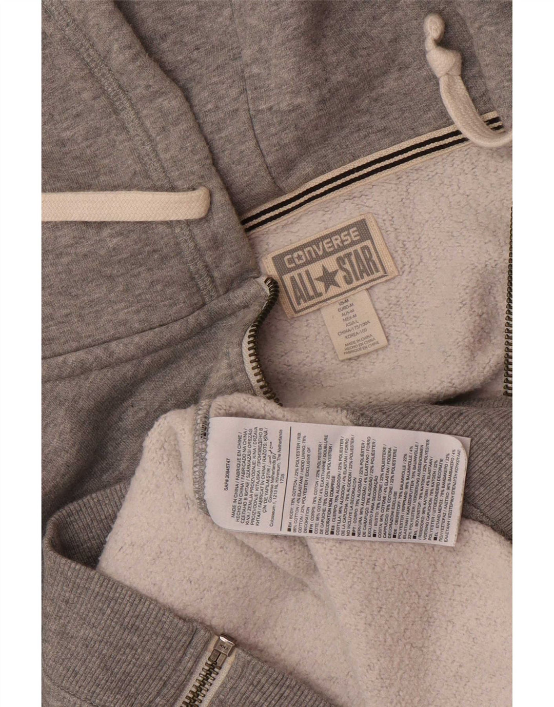 Converse Herren Chuck Taylor Zip Hoodie Pullover Mittelgrau gefleckte Baumwolle