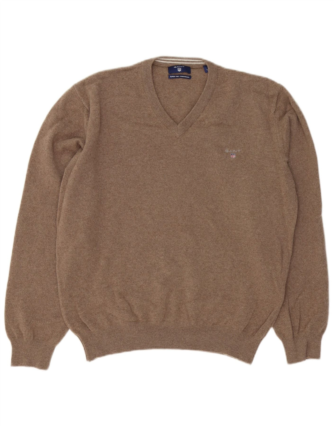Gant Herren-Pullover mit V-Ausschnitt, große braune Lammwolle
