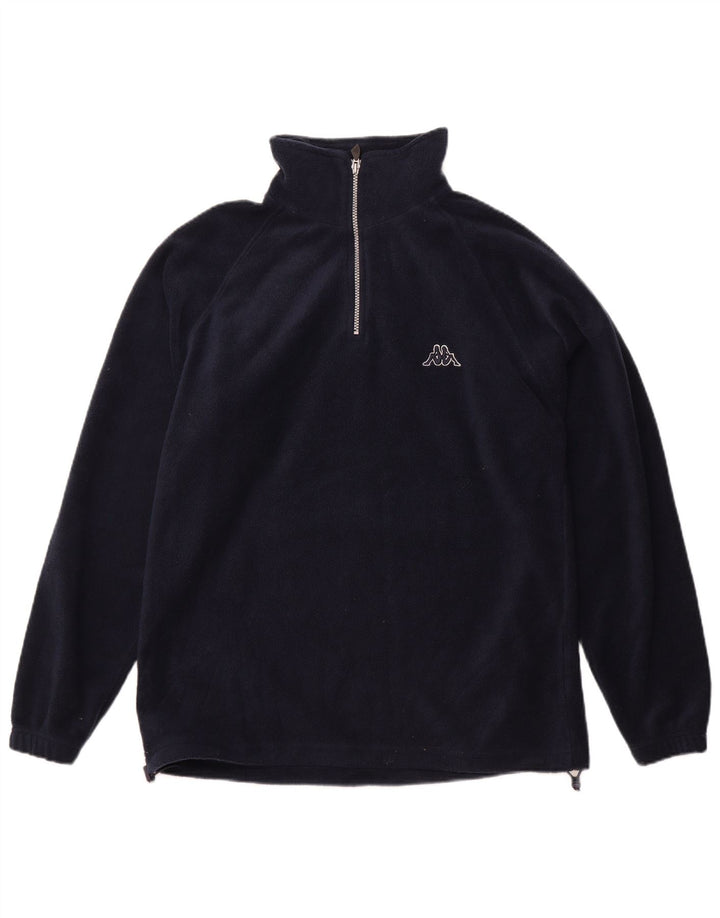 Kappa Herren-Fleecepullover mit Reißverschluss am Hals, mittleres marineblaues Polyester