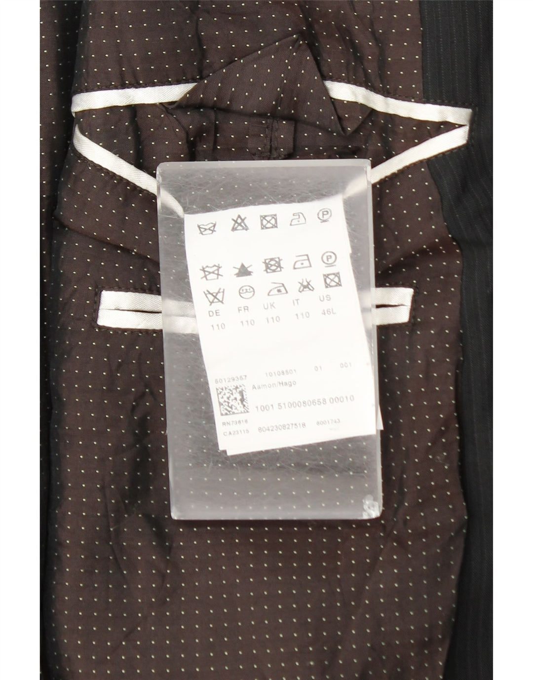 Hugo Boss Herren-Blazer mit 2 Knöpfen, UK 44, 2XL, schwarze Nadelstreifenwolle