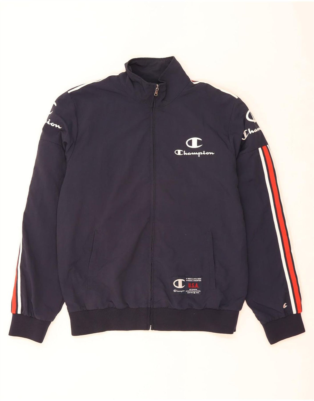 CHAMPION Herren-Trainingsanzugoberteil mit Grafik, mittleres Marineblau