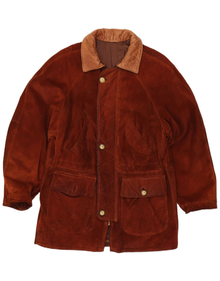 Vintage Herren Wildlederjacke IT 54 2XL Braunes Leder
