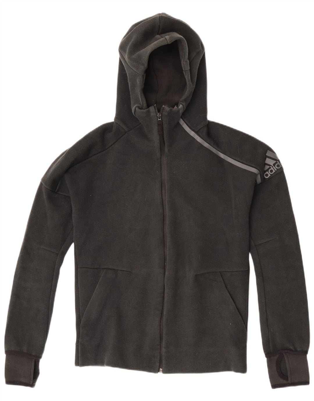 Adidas Herren Graphic Zip Hoodie Pullover Small Schwarz Polyester