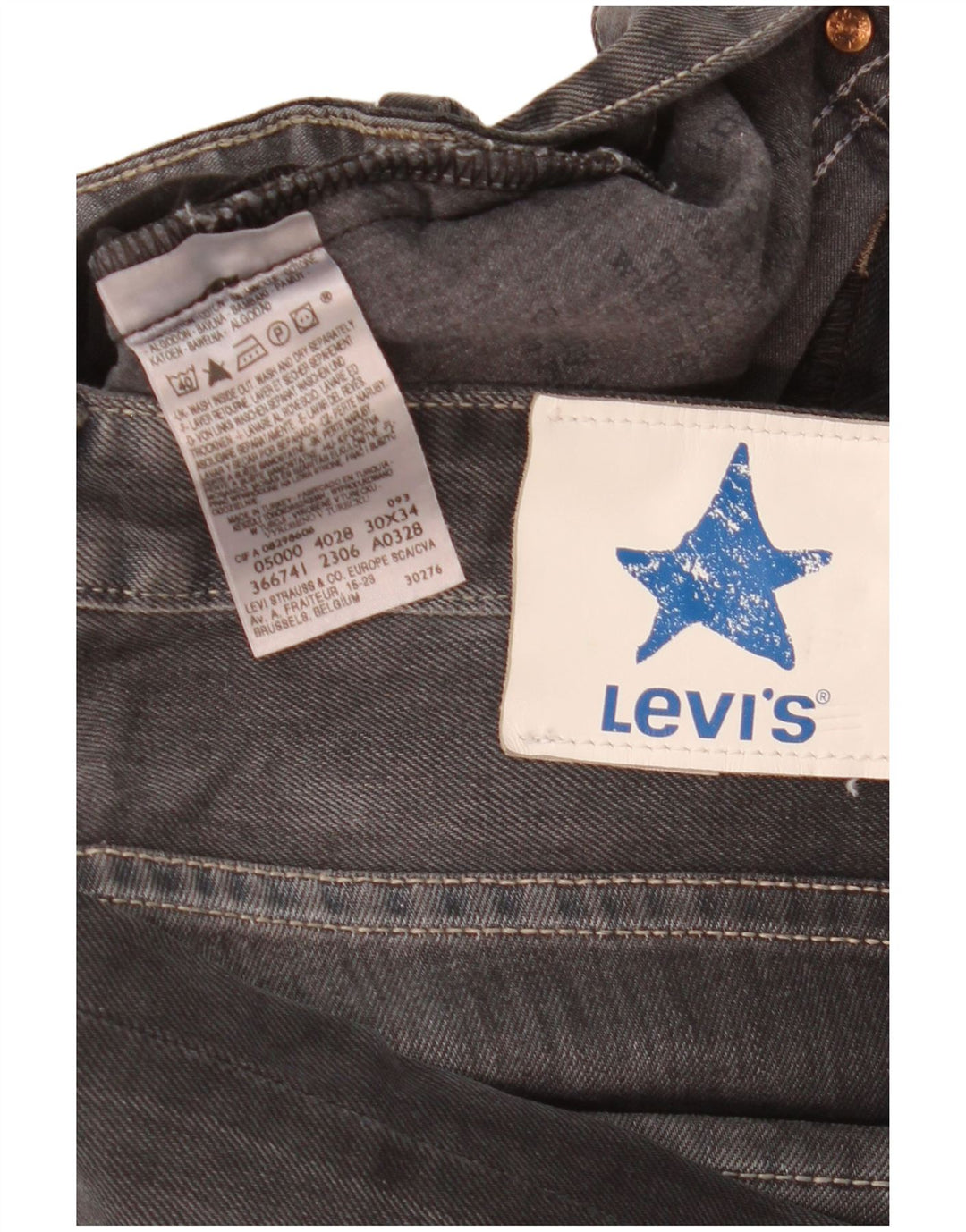 Levi's Herren Straight Jeans W30 L34 Graue Baumwolle