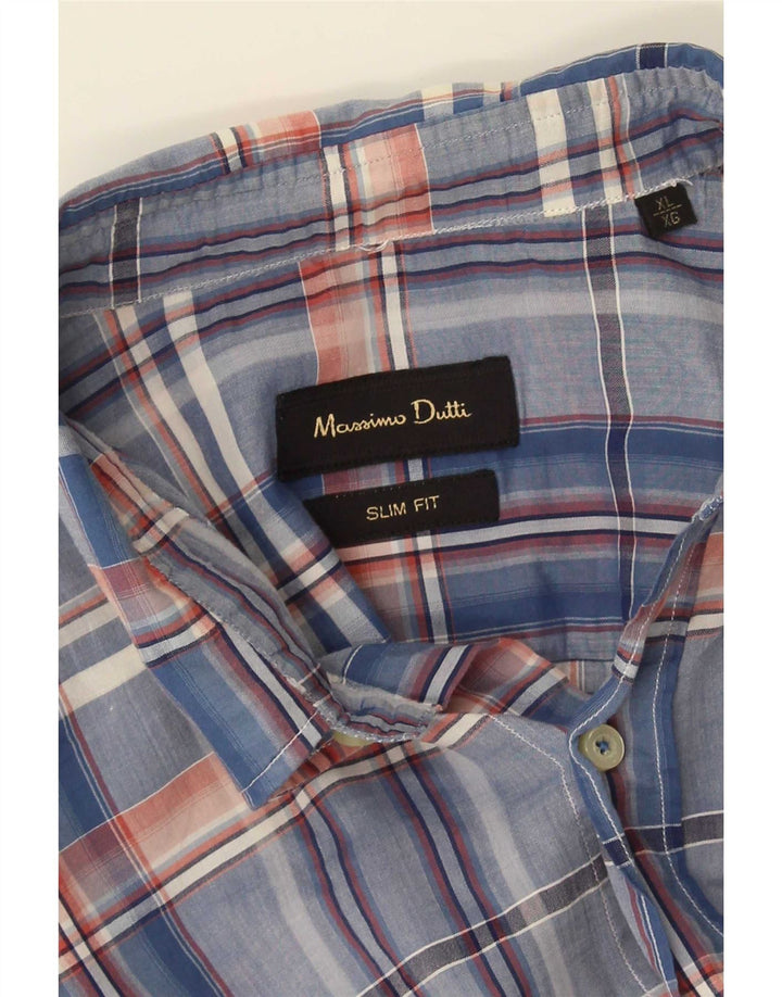 Massimo Dutti Herren Slim Fit Hemd XL Blau kariert