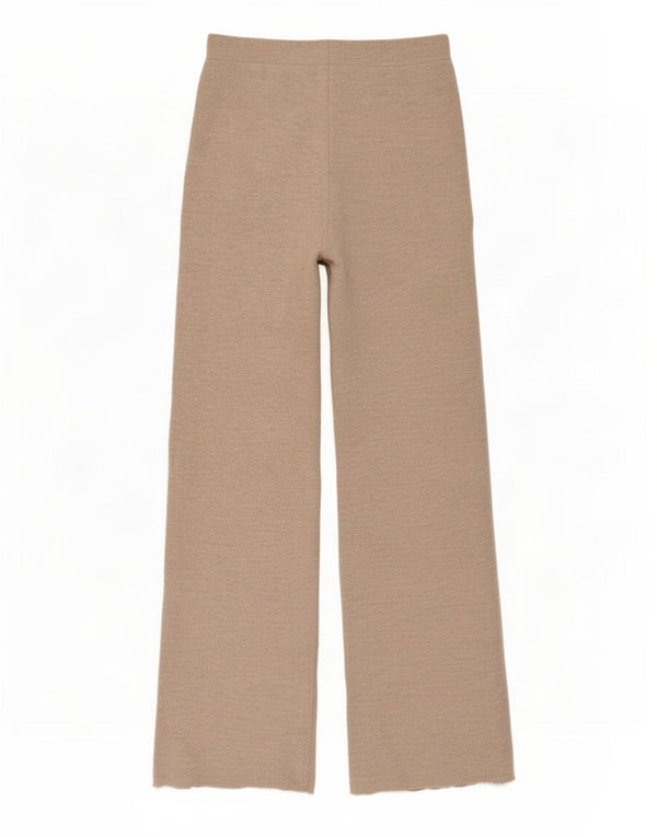 Zara Damen-Trainingshose mit weitem Bein, Größe S, Beige, gesprenkeltes Polyester