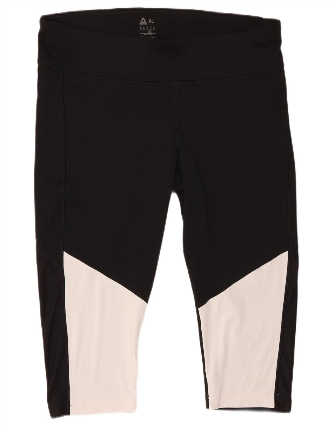 REEBOK Damen Capri-Leggings UK 20/22 XL Schwarzes Colourblock-Polyester