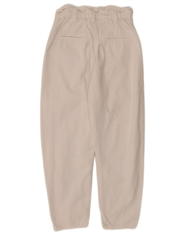 ZARA Damen Tapered Jeans EU 36 XS W26 L24 Weiße Baumwolle