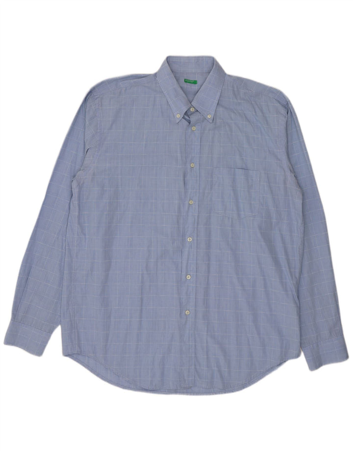 Benetton Herrenhemd, groß, blau kariert
