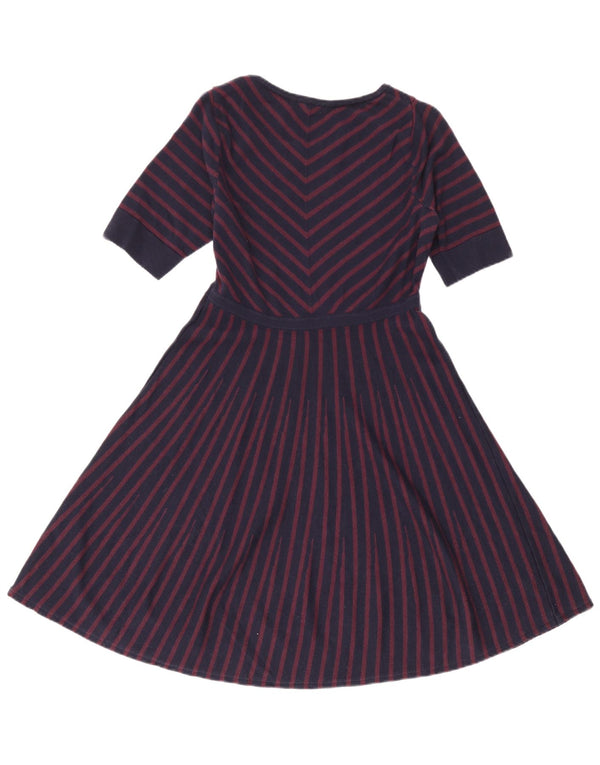Boden Damen-Pulloverkleid mit kurzen Ärmeln, Größe 46, Marineblau, gestreift, Wolle