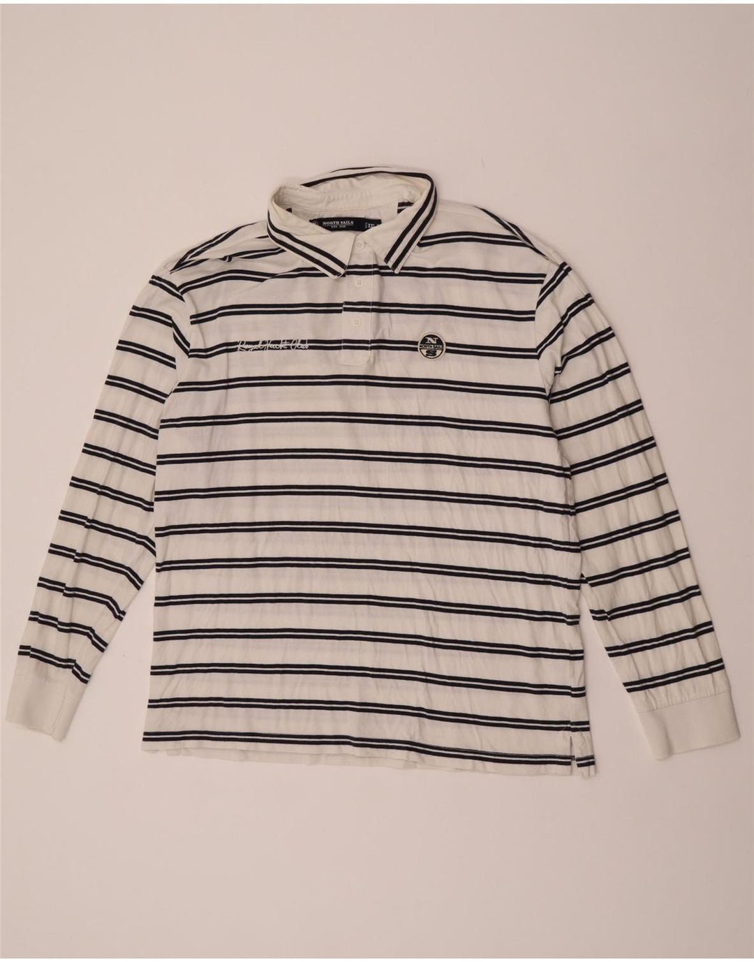 North Sails Herren Rugby-Poloshirt mit Grafik, langärmlig, 2XL, weiß gestreift