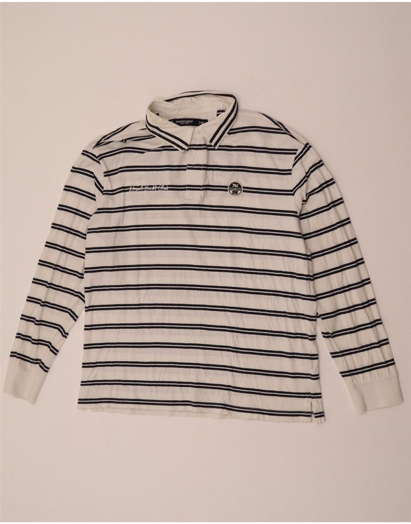 North Sails Herren Rugby-Poloshirt mit Grafik, langärmlig, 2XL, weiß gestreift